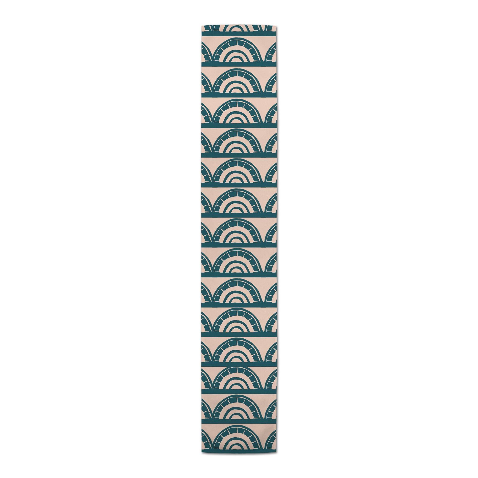Abstract Teal Arch Pattern 16" x 72" Cotton Twill Runner
